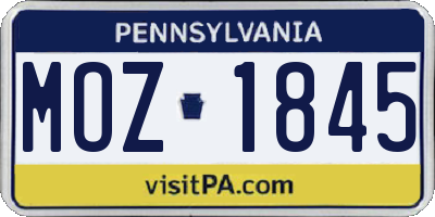 PA license plate MOZ1845