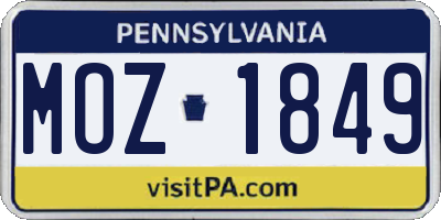 PA license plate MOZ1849