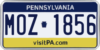 PA license plate MOZ1856