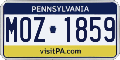 PA license plate MOZ1859