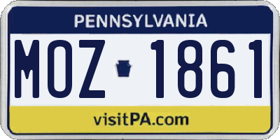 PA license plate MOZ1861