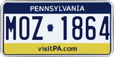 PA license plate MOZ1864