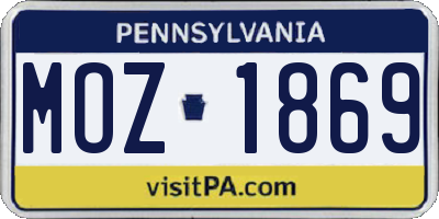 PA license plate MOZ1869