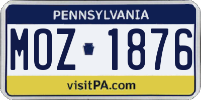 PA license plate MOZ1876
