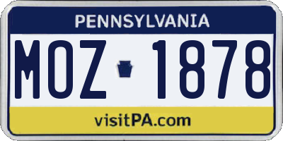 PA license plate MOZ1878