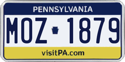 PA license plate MOZ1879