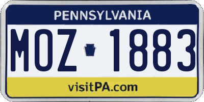 PA license plate MOZ1883