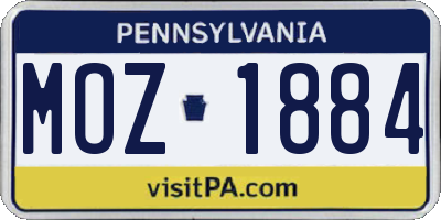 PA license plate MOZ1884