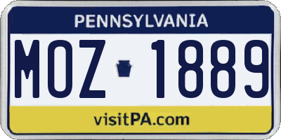 PA license plate MOZ1889
