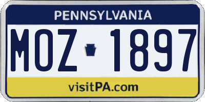 PA license plate MOZ1897