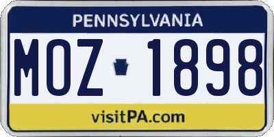 PA license plate MOZ1898