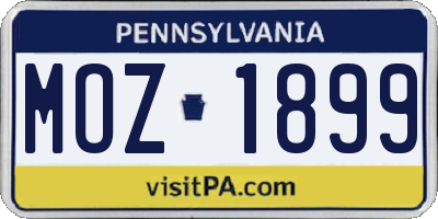 PA license plate MOZ1899