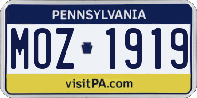 PA license plate MOZ1919