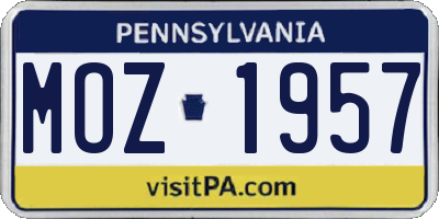 PA license plate MOZ1957