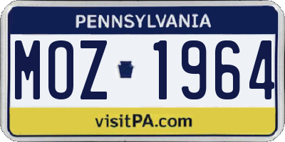 PA license plate MOZ1964