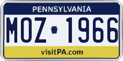 PA license plate MOZ1966