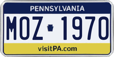 PA license plate MOZ1970