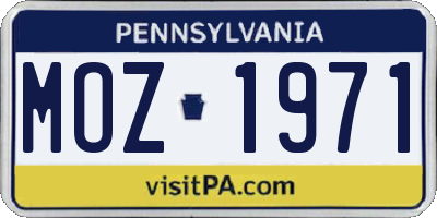 PA license plate MOZ1971