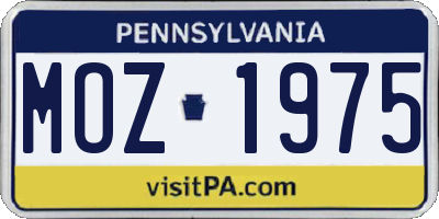 PA license plate MOZ1975