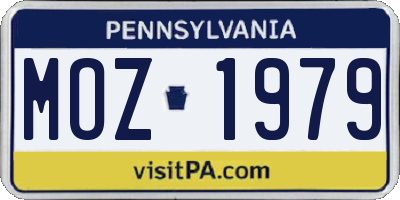 PA license plate MOZ1979