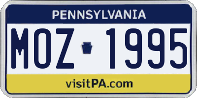 PA license plate MOZ1995