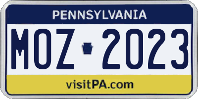 PA license plate MOZ2023