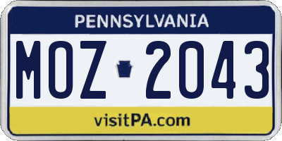 PA license plate MOZ2043