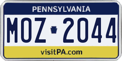 PA license plate MOZ2044
