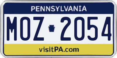 PA license plate MOZ2054