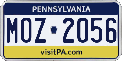 PA license plate MOZ2056