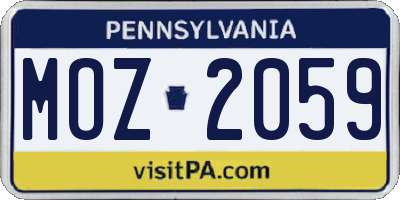 PA license plate MOZ2059