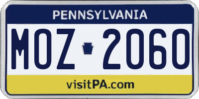 PA license plate MOZ2060