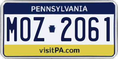 PA license plate MOZ2061