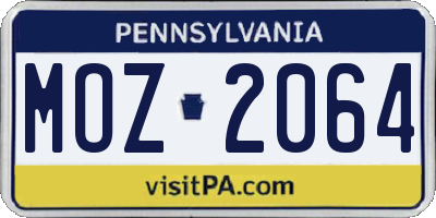 PA license plate MOZ2064