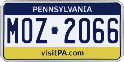 PA license plate MOZ2066