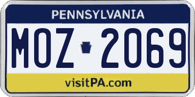 PA license plate MOZ2069