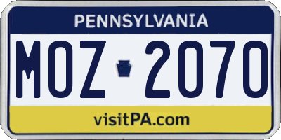PA license plate MOZ2070