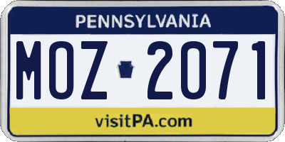 PA license plate MOZ2071