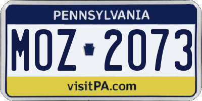 PA license plate MOZ2073