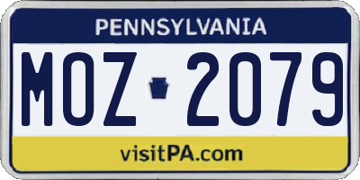 PA license plate MOZ2079