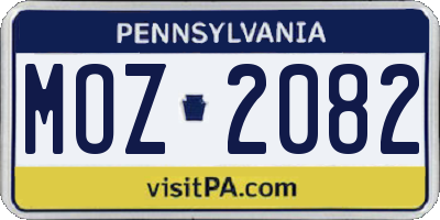 PA license plate MOZ2082