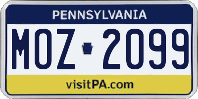 PA license plate MOZ2099