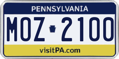 PA license plate MOZ2100