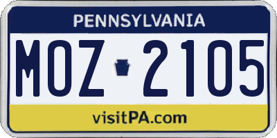 PA license plate MOZ2105