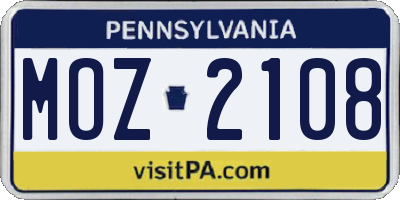 PA license plate MOZ2108