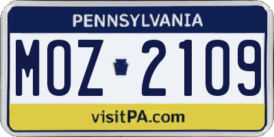 PA license plate MOZ2109