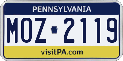 PA license plate MOZ2119