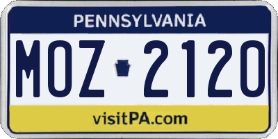 PA license plate MOZ2120