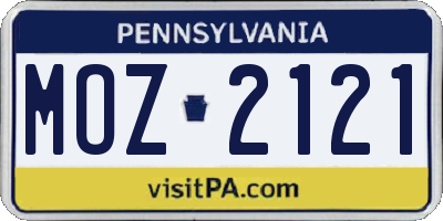 PA license plate MOZ2121