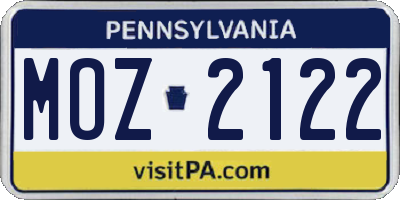 PA license plate MOZ2122